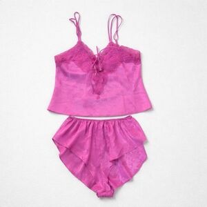 Rare Vintage 80s Gold Label Victoria's Secret Purple Lace Chemise Frenchie Cami